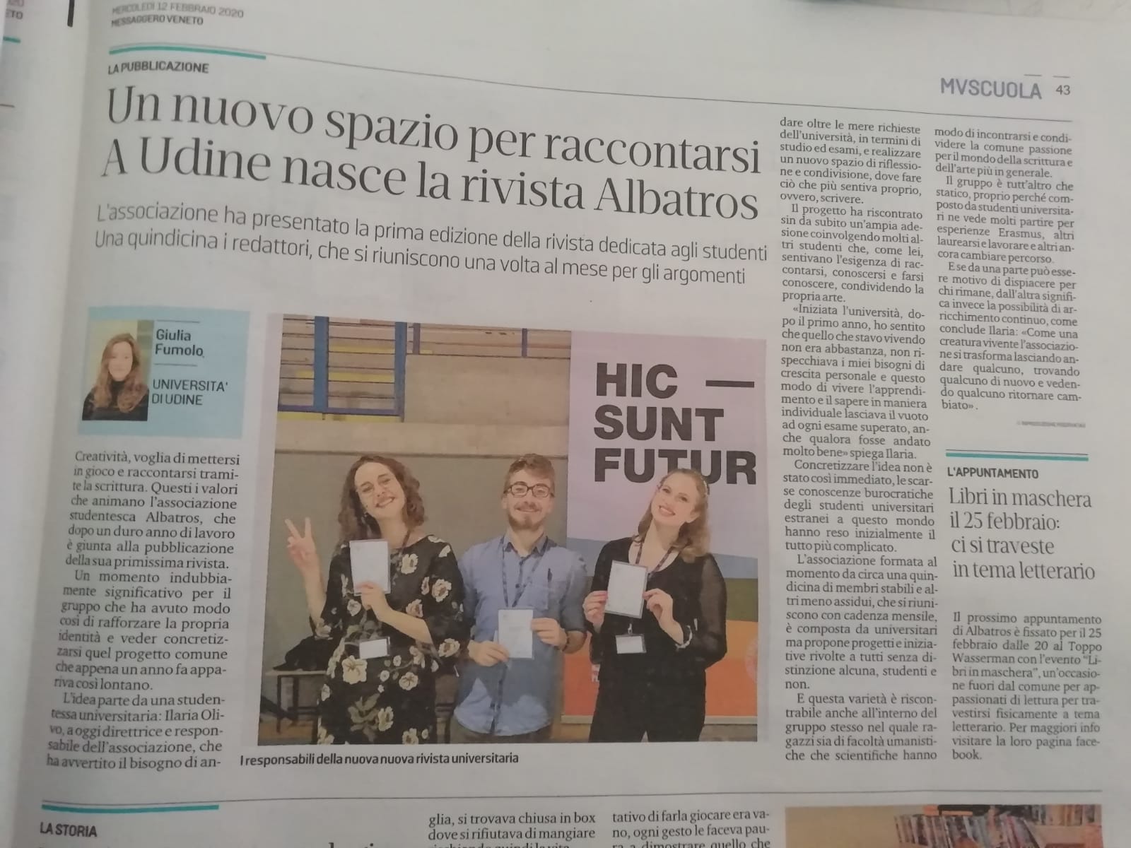 Albatros sul Messaggero Veneto